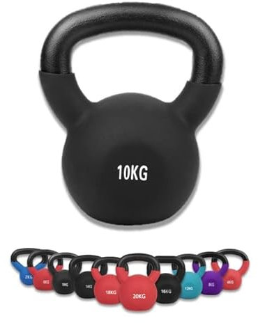 wuuhoo® Kettlebell Dwayne - Kugelhantel 2kg - 28kg aus massivem Gusseisen mit Neopren Beschichtung, Schwunghantel für dein Krafttraining, Gewichte mit Farbcodes - Fitnessgerät für Zuhause 10 kg