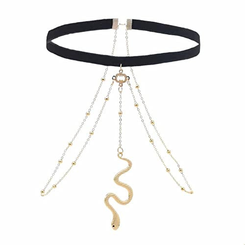 Sttiafay Schlangen-Oberschenkel-Kette Gold Schlangen-Charme-Bein-Kette Sexy Body Harness Boho Strandschmuck für Frauen und Teen Girls