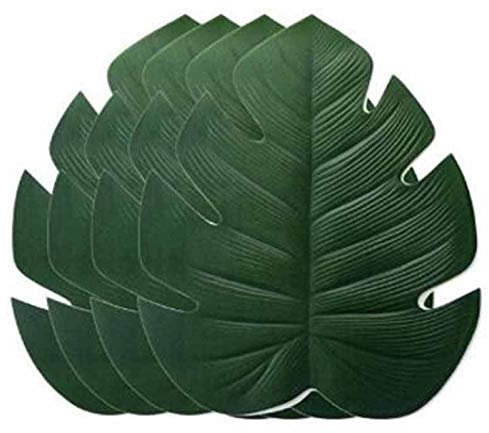 Confezione da 4 sottobicchieri a foglia di banana, tovaglietta impermeabile, tovaglietta sottopiatto, supporto per tappetino da cucina, verde scuro (verde scuro)