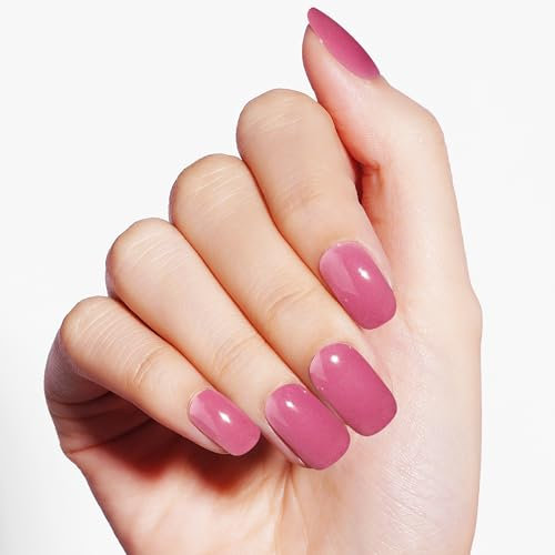 DANNI & TONI 28 Stickers Semi Cured Nail Wraps Solid Colour Light Pale Violet Red Soft Self-Adhesive Gel Nail Stickers(Glamour),Salon-Quality Gel Nail Polish Strips Manicure Stickers Set