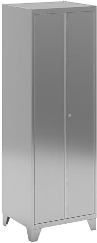 kaiserkraft FRANKEL Armoire pour Produits de Nettoyage en INOX | 4 tablettes | avec Pieds