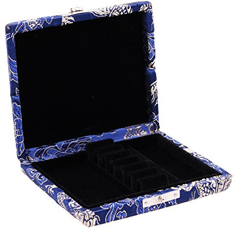 A-xctoe Oboen-Reed-Koffer aus blauem Holz, Seide, Oboenblatt-Etui, Halter für 6 Oboen-Blätter (blau)