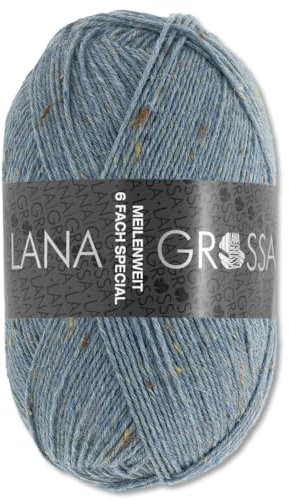 Frida's Wollhaus Lana Grossa 150 g Meilenweit 6-fach 150 Sockenwolle Stricken Garn 19 Farben (9227 | Jeansblau meliert)