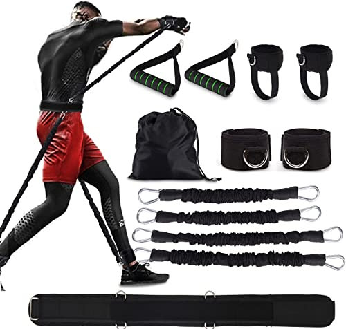 Widerstandsbänder für Männer, Training Power Punch Pro mit Griffen/Fußfesseln/Gürtel, MMA-Boxausrüstung für das Training zu Hause, Ganzkörper-Fitness-Workout, Boxzubehör für Boxer, Thai Shadow Taekw