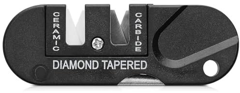 Camping Honing Tool Tungsten Steel Ceramic Grinder Diamond Rod for Serrated Knives - Black