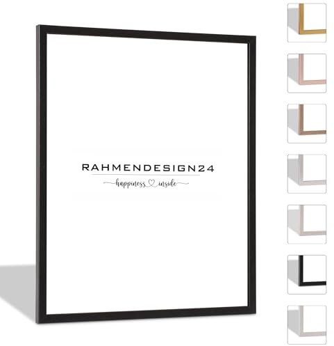 Rahmendesign24 Bilderrahmen Nero 48x68 Schwarz (Matt) Fotorahmen, Wechselrahmen, Posterrahmen, Puzzlerahmen, schmaler Bilderrahmen