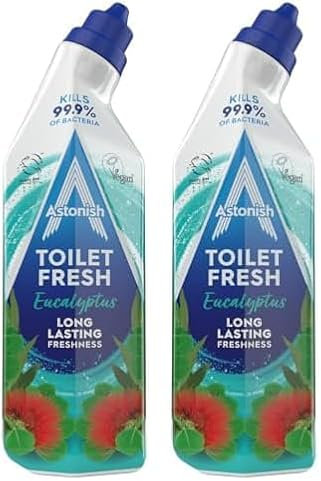 Astonish Eucalyptus Toilet Fresh Gel, Kills 99.9% of Bacteria, Limescale Prevention, 750ml (Pack of 2)