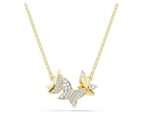 Swarovski Idyllia Lilia Halskette, Schmetterling, Weiß, Goldlegierungsschicht