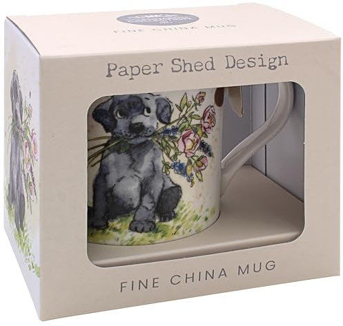 The Leonardo Collection Paper Shed Design Dog with Flowers Mug for Home & Kitchen | Stylish Ceramic Mugs for Tea & Coffee | Lovely Cup Set for Mens Gifts & Birthday Gifts for Women