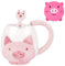 AOOTE Tazza da Caffè Dipinta a Mano con Maiale, 400ML Tazza con Cucchiaio Tazza Caffè per Colazione, Tazza Kawaii, Tazza da Caffè per Colazione, Caffè, Latte, Regali per la Famiglia, Gli Amici