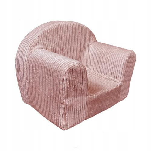 FORTSLINE – Kindersessel ab 1 Jahr - Kuschelsessel 40x33x39cm - Kinderstuhl Baby Sessel Kinderzimmer - Kindersessel Mini in Cord - Kinder ohrensessel Zertifiziert nach Oeko-TEX - Viele Farben Altrosa