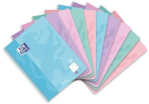 Oxford Touch Collegeblock A4 punktkariert/dotted, 160 Seiten, 5 Pastell-Farben, 10 Stück