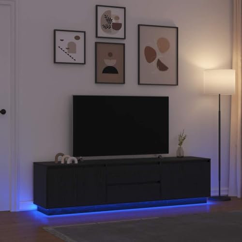 WSJHUHK Mobili,Centri Intrattenimento & Supporti Tv,Mobile TV con Luci LED Rovere Nero 193.5x41x50 cm