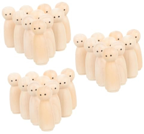 SHINEOFI 30 Teiliges Unbemalte Holz Puppenkörper Natürliche Holzfigur zum Bemalen DIY Holzpuppen für Kreative Bastelprojekte Spielzimmer und Wohnraumdekoration