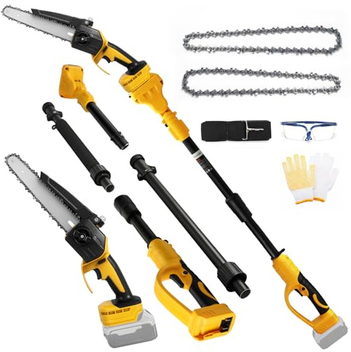 Roadtime Motosierra telescópica 8 mettensäge para DeWalt 20V(sin batería) | 2 en 1 y sierra de podar sin escobillas con 2 cadenas de repuesto, para ramas de árboles