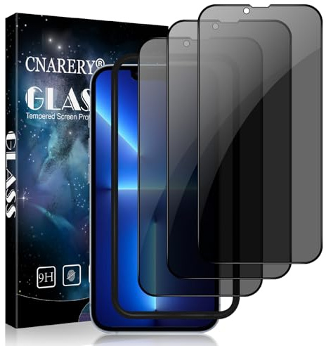 Cnarery 3 Park Privacy Screen Protector for iPhone 13 Pro Max/14 Plus, Anti-Scratch, 9H Hardness, Case-Friendly, Privacy Full Coverage, Anti Spy Tempered Glass Film 1