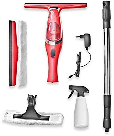 STARK Fenstersauger WC-280 mit Teleskop 120 cm, Sprühflasche und Mikrofaser-Wischbezug, Fensterreiniger mit Extra-Wischer