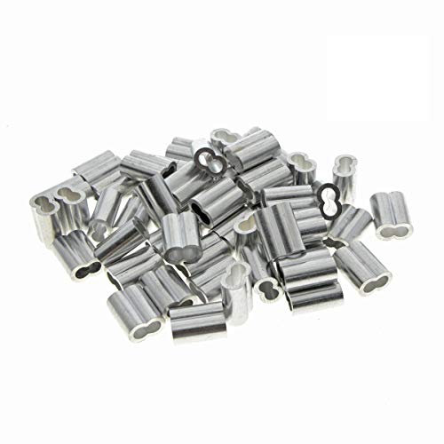 Kitchen-dream Colliers de câble en aluminium de manchons de câble métallique de diamètre de 0,04 pouce (1 mm) (100PCS)