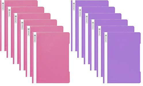 12 Brunnen Schnellhefter A4 pink/lila PP-Folie glasklares Deckblatt