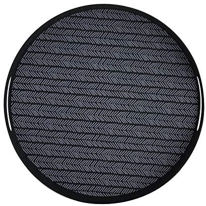 Typhoon Monochrome Bio-Plastic Serving Tray | Round Sustainable Serving Tray with Chevron Detail | Classic Black, 384mm x 384mm x 51mm