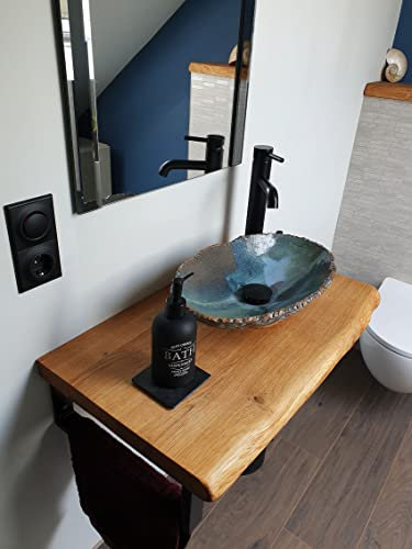 SPONHOLZ - Top per lavabo in legno massello di rovere oliato (80 x 35 cm)