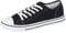 Ladies Canvas Shoes Plimsole Trainer Pumps Womens Lace Up Flat Shoes Black/White Size UK 5 EU 38