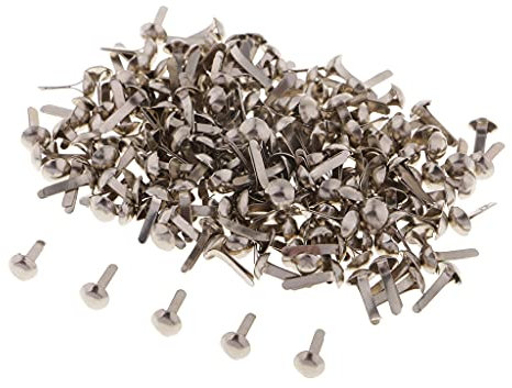Hellery 100 Mini Musterklammern Musterbeutelklammern Verschlussklammern Klammern mit Rundkopf Bastelklammern für Scrapbooking Basteln, Silber, 4,5 x 8 mm