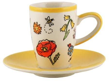 Mila Keramik Espresso-Tasse mit Untere Lovely Flowers | MI-88249