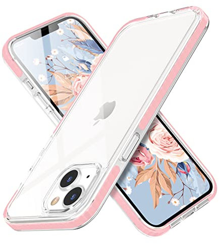 MATEPROX Coque Clair Compatible avec iPhone 14 Coque Housse de Protection TPU+TPE Bumper, Ultra Mince Anti-Jaune Antichoc Cover Coque pour iPhone 14 6,1'' 2022-Rose