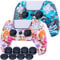 9CDeer 2 Stück Silikon-Transferdruck schützende dicke Abdeckung Haut + 8 Daumengriffe für PS5 Controller Hexe & Blume
