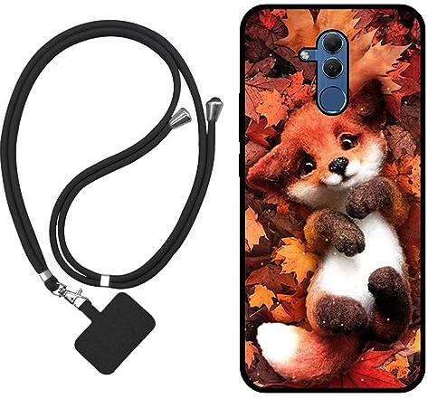 Sunrive Hülle Kompatibel mit Huawei Mate 20 Lite Case,matt Handyhülle Schutzhülle Etui Karikatur Muster TPU Backcover (Ahornblattfuchs) +1x Universale Handykette MEHRWEG