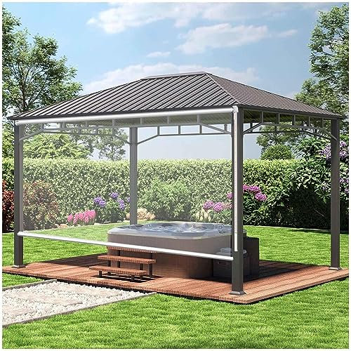 Durchsichtige Pvc-rollos, Transparente Wasserdichte Rollläden, Winddichte Seitenzugrollos Außen Jalousien, Thermische/regenschutz Vorhänge Für Büro/badezimmer Trennwand,WxH-130x350cm/51.2*137.8in