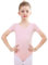 Monbessi Ballettanzug Mädchen Kurzarm - (Gr.100-150) - Tanzbody Gymnastikanzug, Baumwolle Ballettbody Kinder Ballett Trikot (110, Rosa)