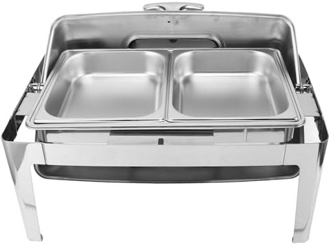 Generic Stainless Steel Catering Warmer Set, Transparent Glass Lid Easy To Chafing Dish for Party (Stainless Steel Color), Genericn4swxb9go0-13
