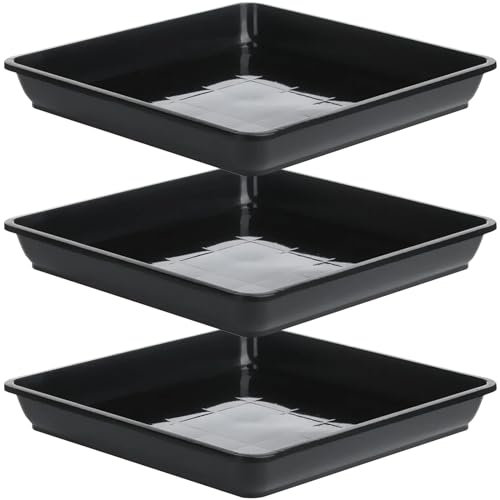 Untersetzer Blumentopf Eckig 3 StüCk Topfuntersetzer Pflanzen Pflanzentablett Langlebig Wasserauffangschale Kunststoffwanne für Pflanzen FüR Bonsai Blumen Sukkulenten Topf Gartenbedarf Klein