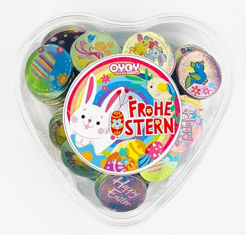 OYOY Oster Schokotaler Set I 400g Schokoladentaler in einer Frohe Ostern Süßigkeiten Box I Ostergeschenke Erwachsene I Osternest Schokolade