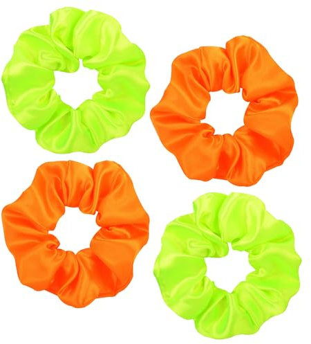 4 Stück Neonfarbene Haargummis, Satin-Haargummis, Haargummis Für Frauen, Elastische Haargummis, Haargummis, Elegante Haargummis, Haargummis Für Damen Und Mädchen