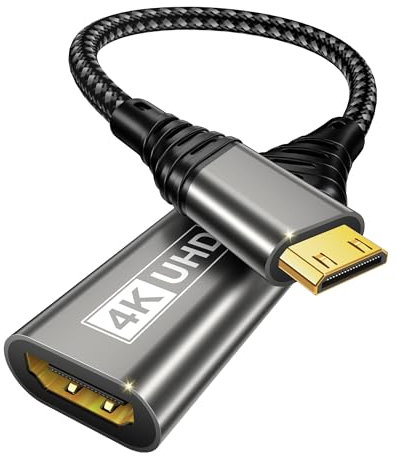 BRV Explorer Câble Mini HDMI vers HDMI 4K 60Hz, Adaptateur 18Gbps Compatible avec Carte Graphique, Raspberry Pi Zero W, HDTV, Tablette, Projecteur