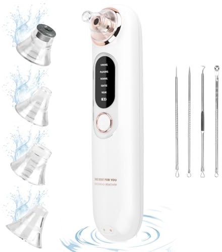 MXTIMWAN Estrattore Vacuum Aspira Punti Neri Viso,Aspiratore Punti Neri Rimozione di Comedone Viso,Estrattore Comedone con 5 Modalità e 4 Ventose,Rimuove i punti neri elettrico,Pulizia Viso Tramite