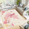 Teppich Wohnzimmer, Large Rosa Fee Blumen Schmetterlinge Muster Carpet Kinderspiel-Bodenmatte, waschbar Rutschfester Schlafzimmerteppich,Kurzflor Bettvorleger Badematte Fußmatte Küchenspüle Rug