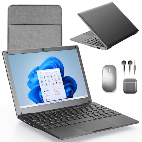 G-Anica Windows 11 Laptop Computer, 8GB RAM 128GB ROM, Intel Celeron Quad-Core Processors, 10 Netbook Computer with WiFi, Webcam and Bluetooth, Mini Laptop with Bag, Mouse, Headphone and Mouse Pad