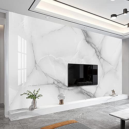 Generic - Peinture murale 3D effet marbre Blanc 200 x 100 cm PVC autocollant avec motif marbre blanc texturé pour chambre à coucher ou salon - Wallpaper