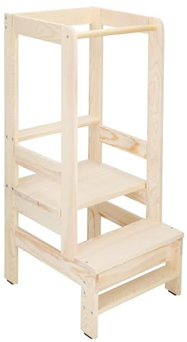 MUNTEL Lernturm Montessori Kinder, Montessori Lernturm ab 1 Jahr, Learning Tower, 3-Fach Lernturm Höhenverstellbar