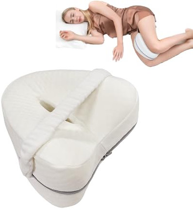 KIENG Knee Pillow for Sleeping On Side,Leg Pillow,Memory Foam Wedge Pillows Support Cushion with Removable,Pain Relief for Lower Back Sciatica Hip Joints(White)