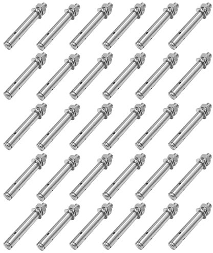 YKUKIZEE 30 PCS Anchor Bolts M8x80mm, Hex Nut Expansion Bolt Heavy Duty, 304 Stainless Steel Concrete Bolts Screws Sleeve for Brick Masonry Wall Fixings