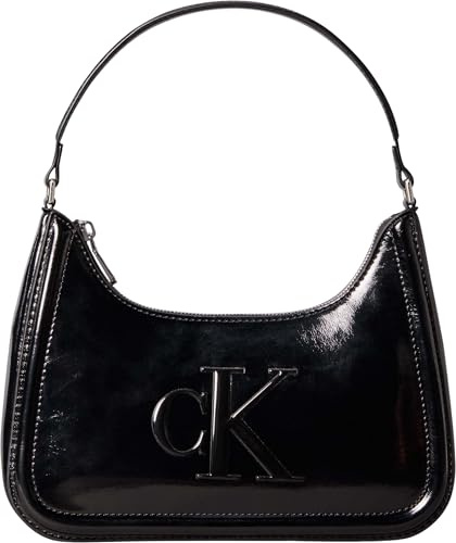 Calvin Klein Damen BOLD CK METALLIC SHOULDER BAG LV04F3332G Crossover, Schwarz (Black), Einheitsgröße, Schwarz (Schwarz), One size