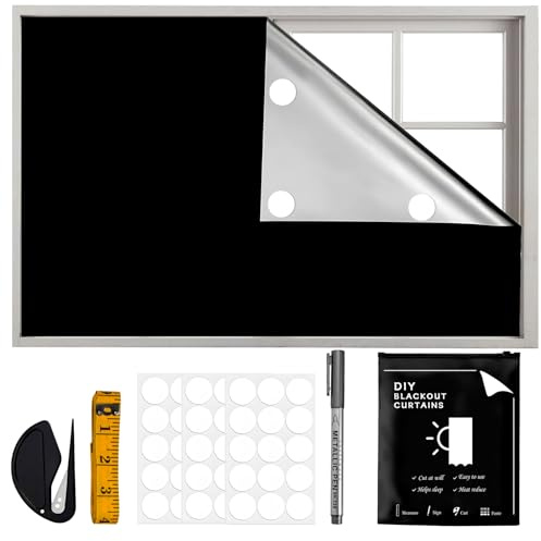 Verdunkelungsroll,Ohne Bohren Fenster Abdunkeln zuschneidbar 400x145cm 420D Oxford 100% Blackout verdunklungsfolie für Fenster Tragbare Reise Verdunkelungsrollo, Schlafzimmer, Kinderzimmer