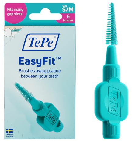 TePe EasyFit™, Scovolino Conico, Turchese, S/M, 6pz | Rimozione placca, Pulizia efficace degli spazi interdentali, Per spazi da piccoli a medi