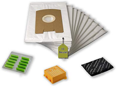eVendix Filterset kompatibel mit Vorwerk Tiger, Kobold VT 260: 10 Staubsaugerbeutel, ähnlich FP 260 + 1 Hygiene-Mikrofilter Hepa + 1 Aktivfilter + 10 Duftstäbchen