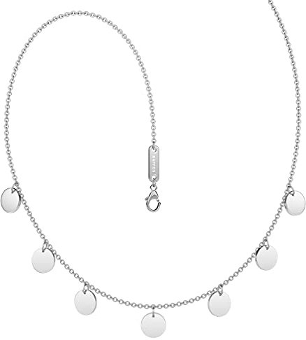 BAFFOS® Plättchen Halskette aus widerstandsfähigem Edelstahl in Farbe Silber für Damen - wundervoller runder Choker Schmuck + Gratis Geschenkverpackung